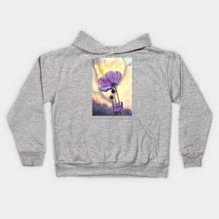 Purple flowers at sunset Kids Hoodie